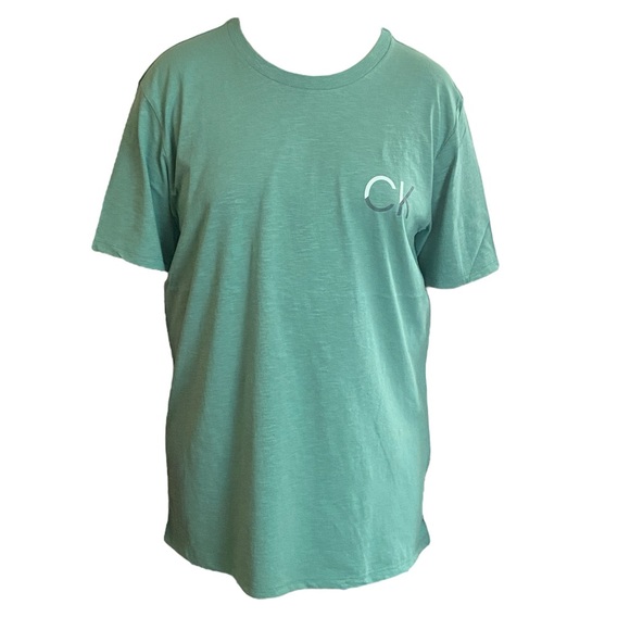 Calvin Klein Men’s Slub Jersey Logo Sleepwear Tee Beryl Green T-Shirt - Picture 2 of 15